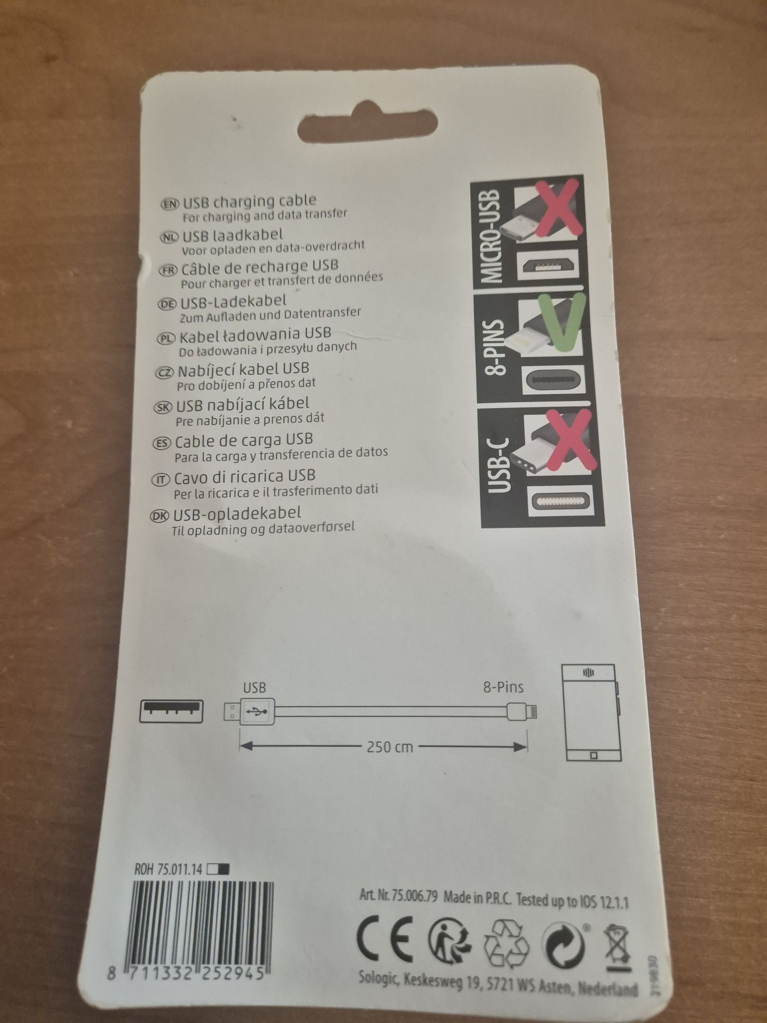 Kabel do iPhone, iPad, iPod - 8 pin.