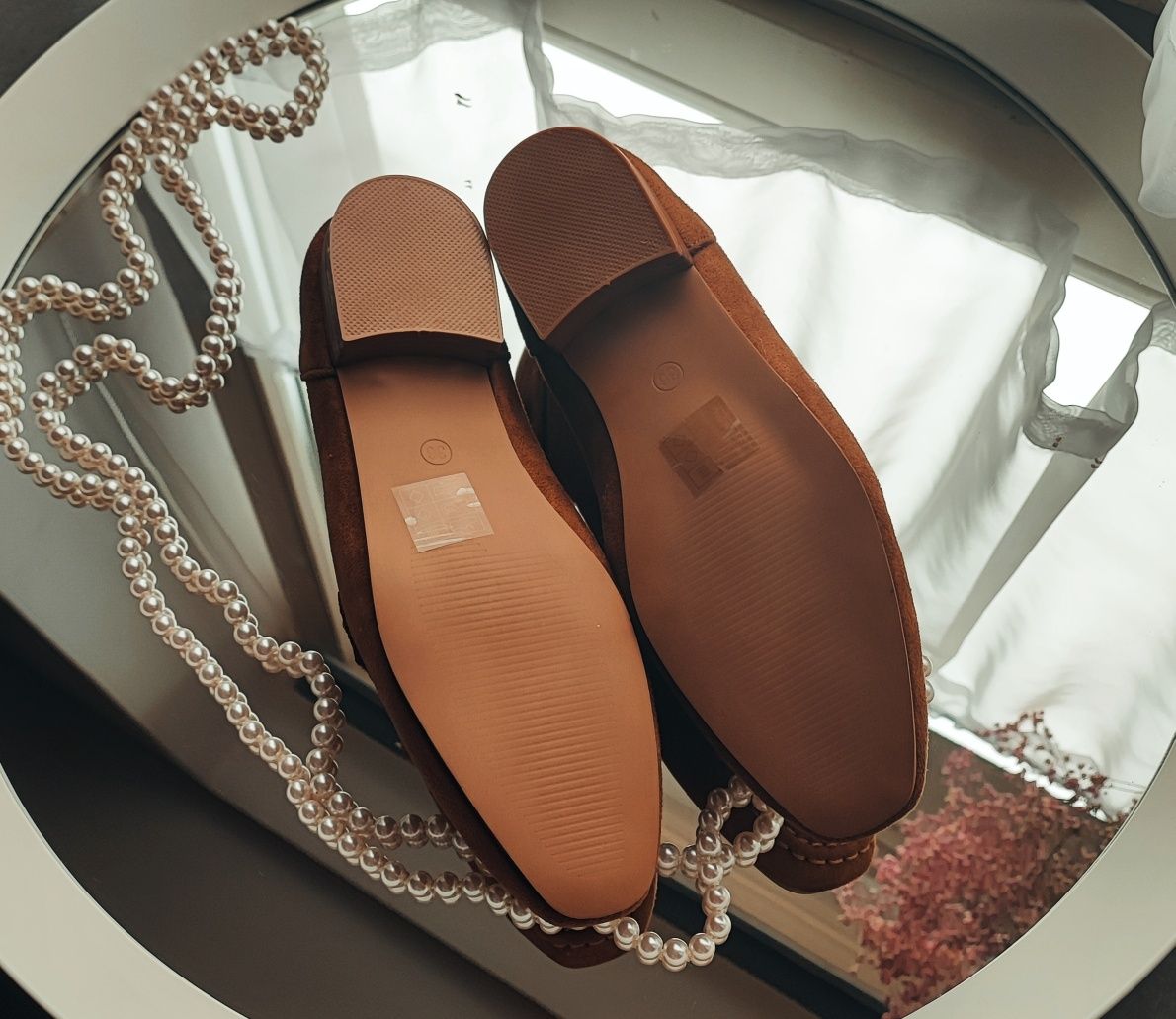 Nowe a'la zamszowe loafersy damskie Boohoo - rozm 35, 5