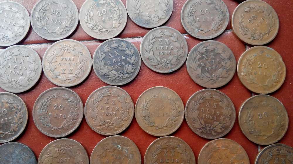 86 moedas cobre reis de ano 1881 ate ano 1884