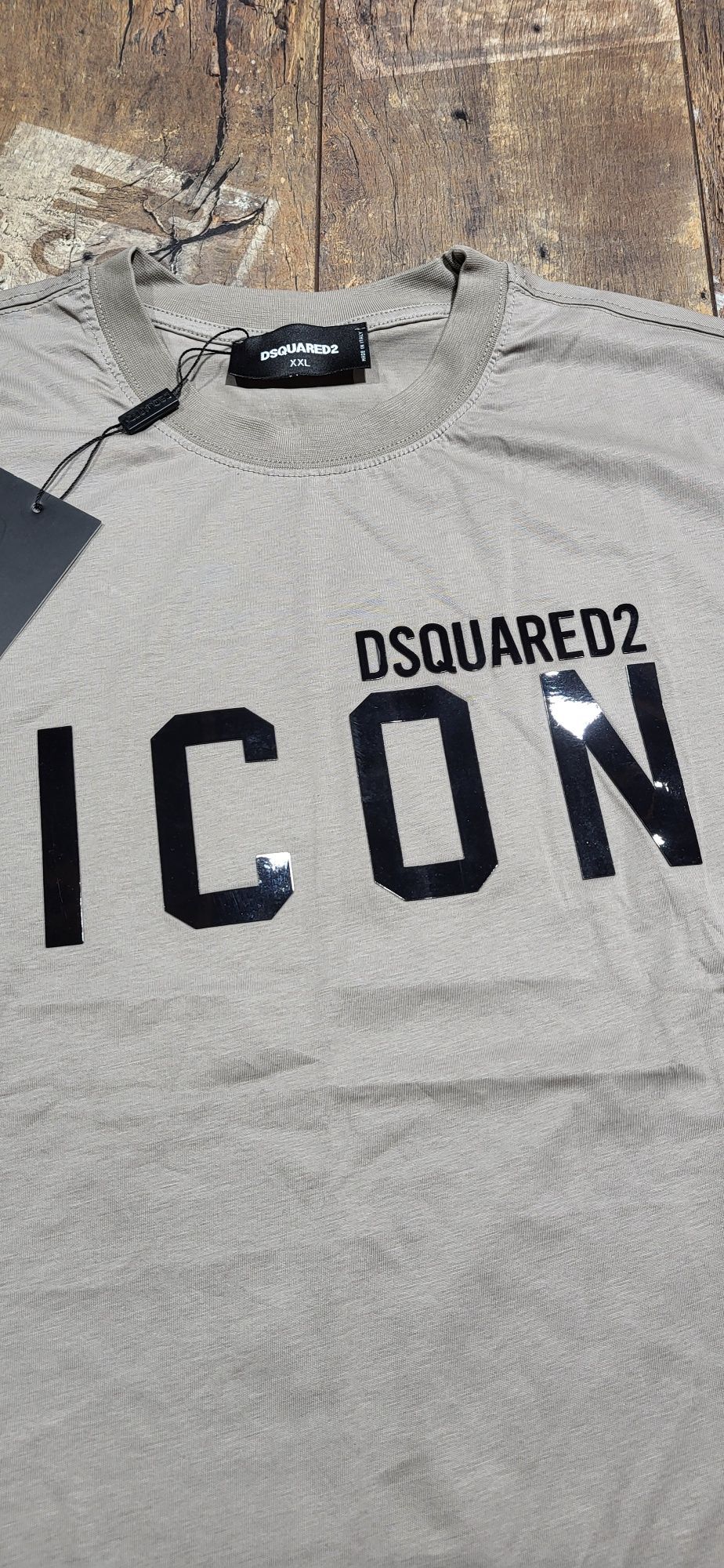 Dsquared2 icon beżowa koszulka męska t-shirt bawełna premium XXL
