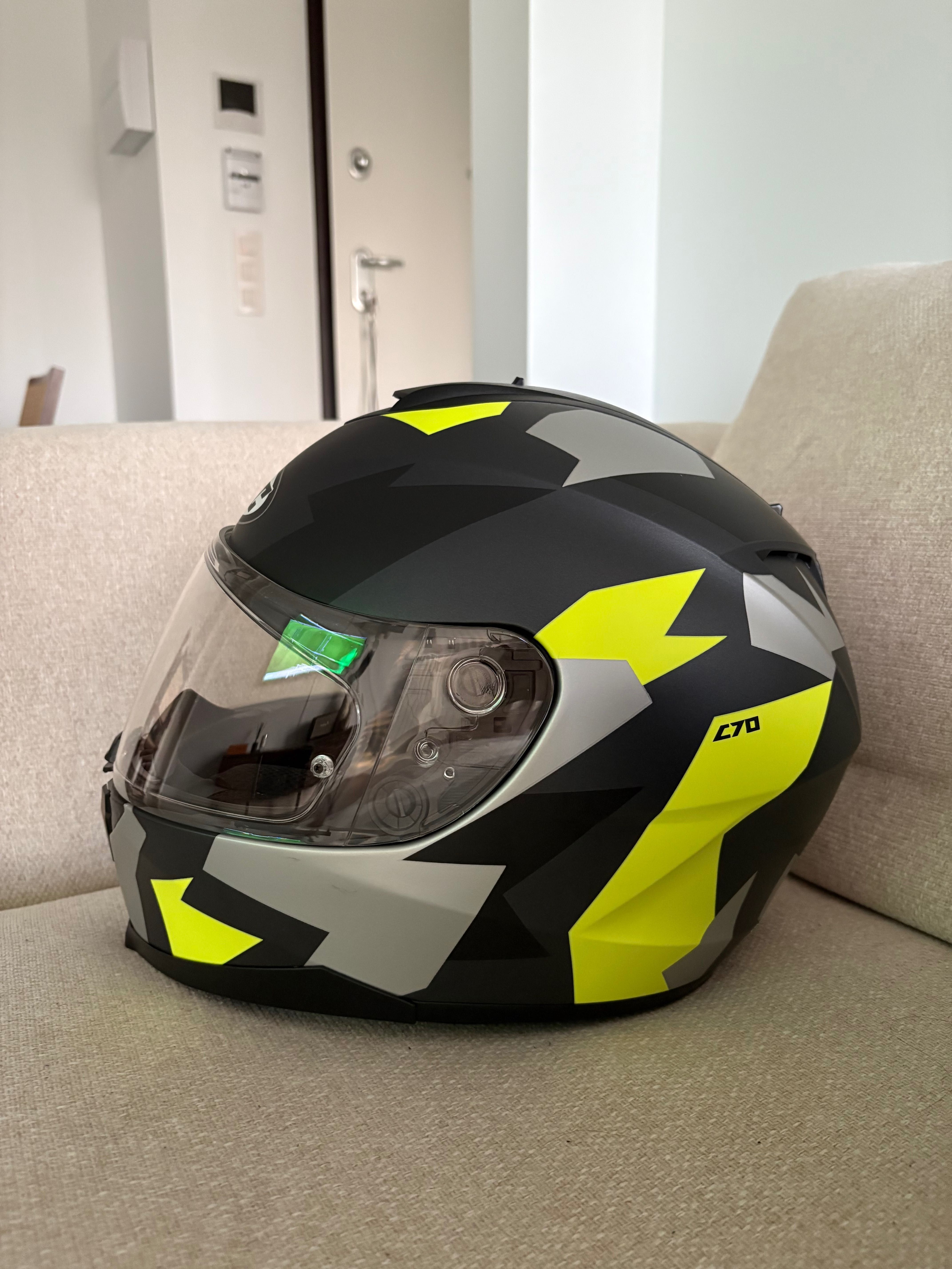 Capacete Moto HJC C70 preto/cinzento/fluorescente