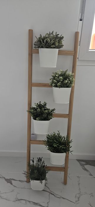 Floreira bambu como nova com 5 vasos