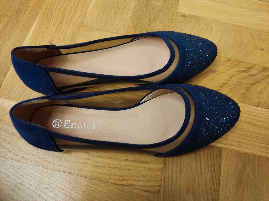 Granatowe pół transparentne baleriny Malene r.37