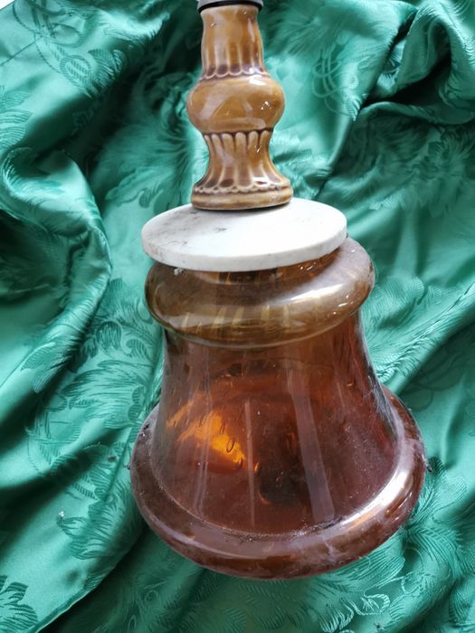 Żyrandol lampa stara prl bursztynowy klosz