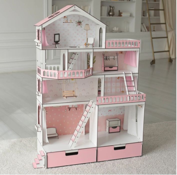 Ляльковий будиночок NestWood Великий рожевий особняк для ляльок L.O.L.