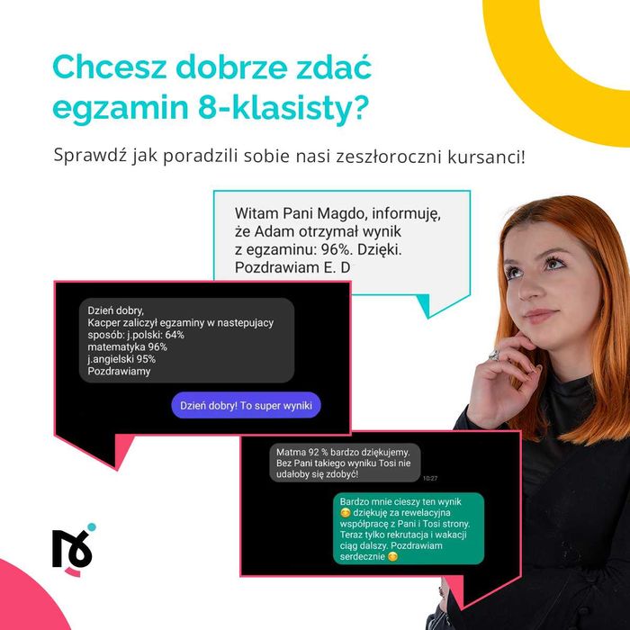 Przygotowanie do egzaminu 8-klasisty, korepetycje matematyka, polski