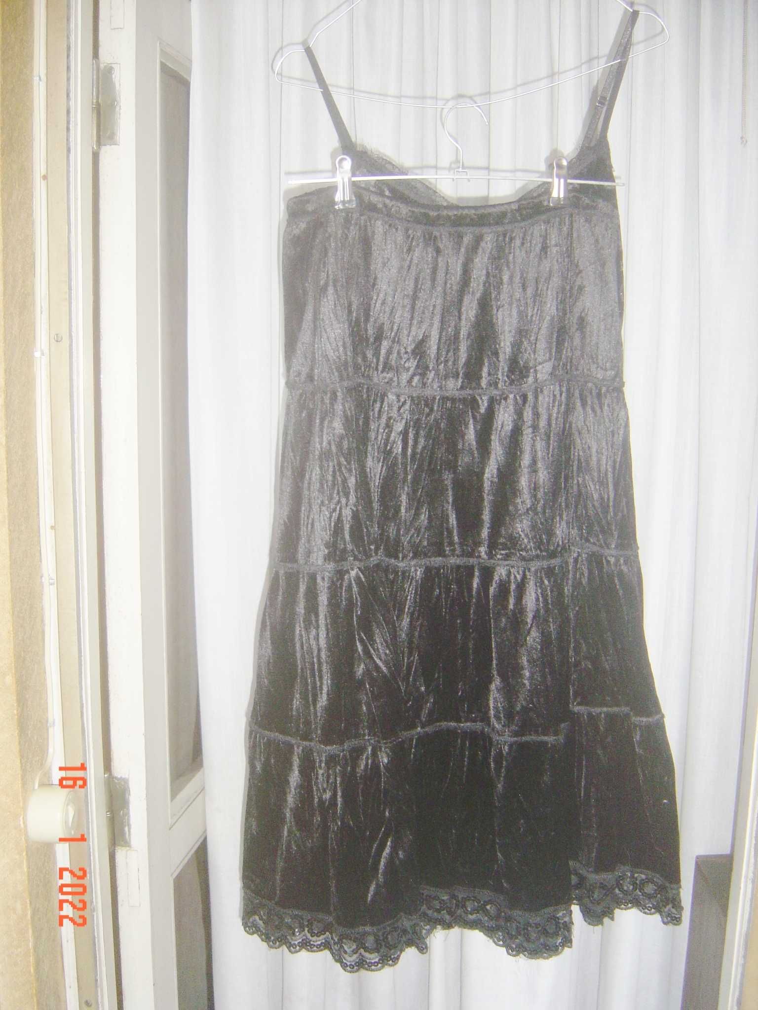 Saia  maxi  de veludo preto