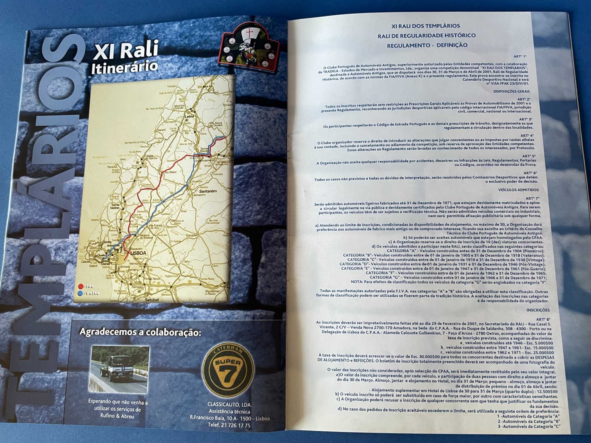 XI Rali dos Templários/RTP - Programa e Road Book 2001