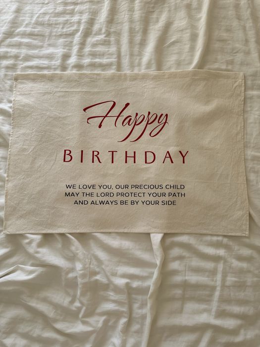 Лляне панно, happy birthday, вивіска день народження, аксесур для фото