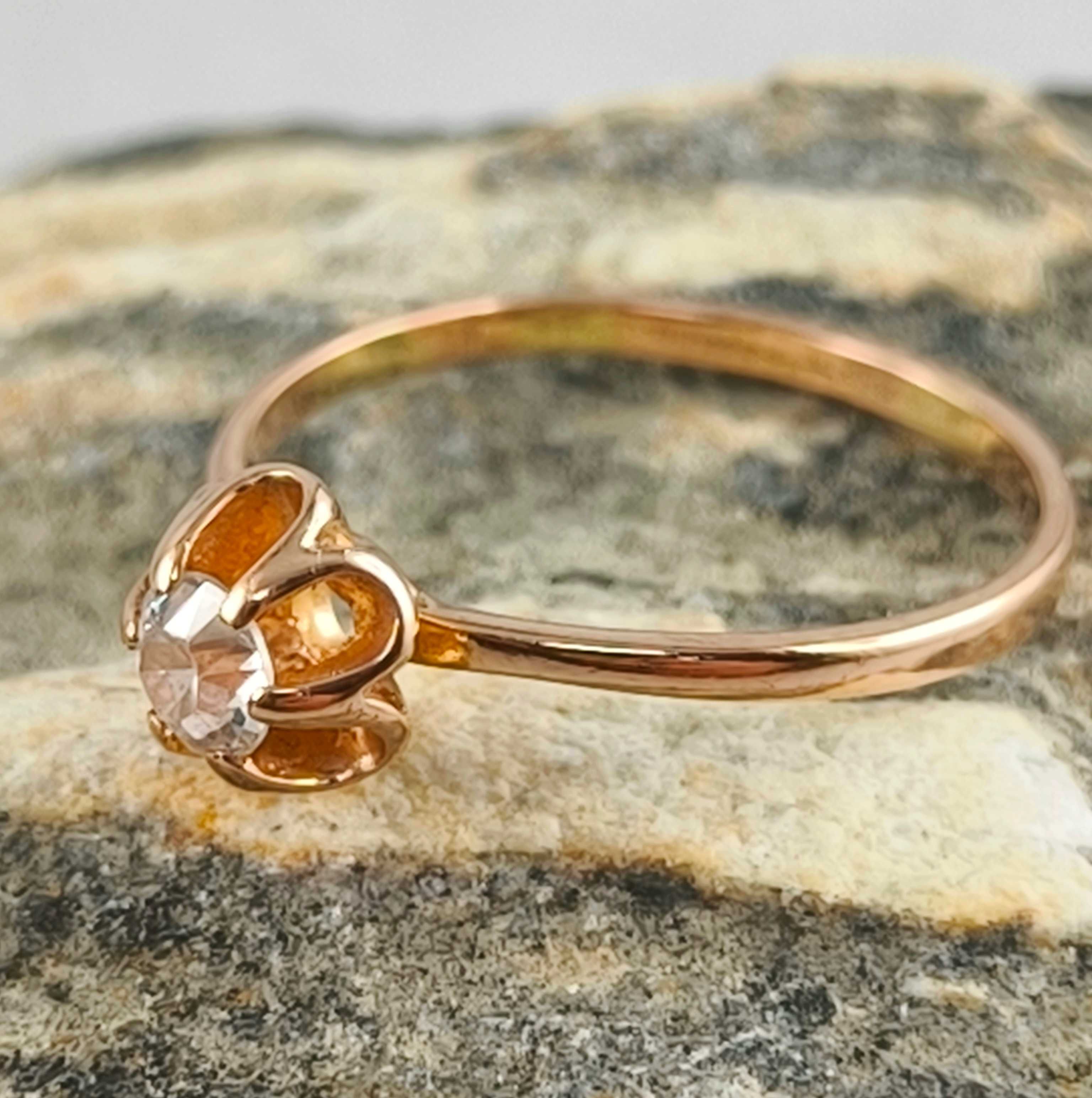Stary Złoty PIERŚCIONEK z Cyrkonią Rose Gold 14K / Pr.583 / 1,56g