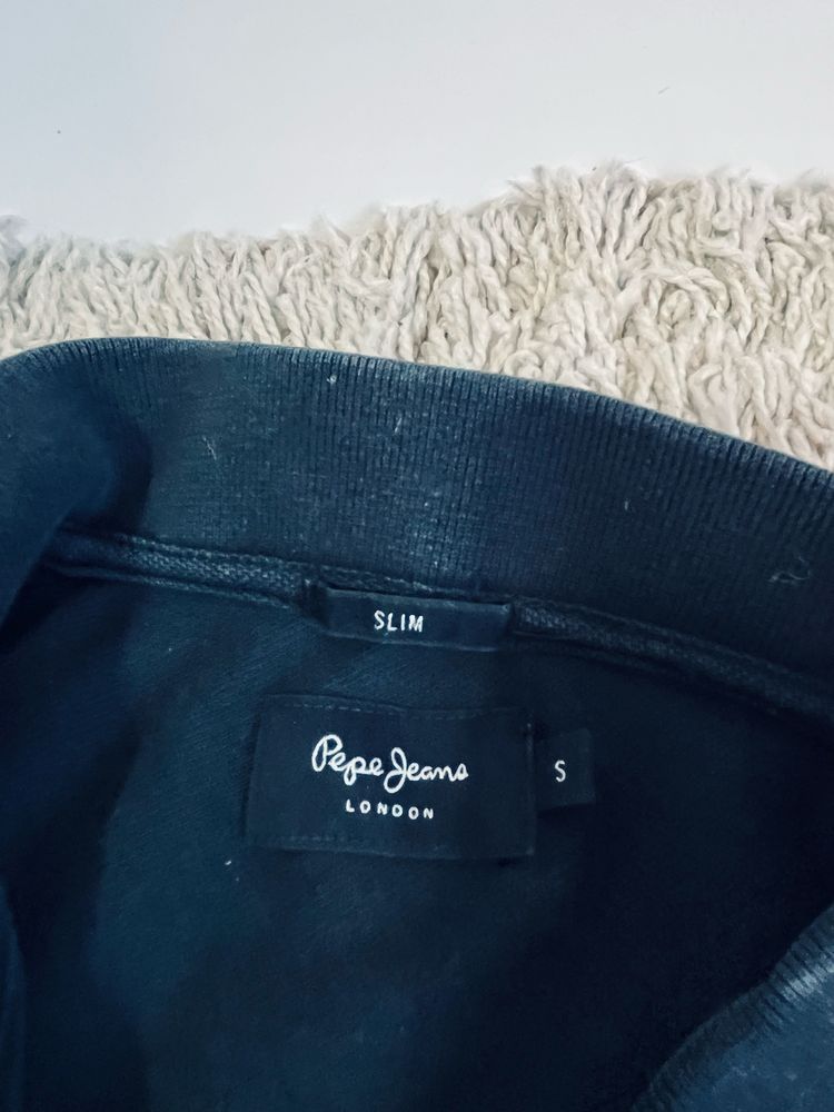 Pepe jeans t-shirt meski czarny slim rozm S z kolnierzykiem