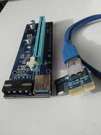 Райзер Riser PCI-E 1x to 16x ver.006c 007s адаптер М.2 vga dvi hdmi