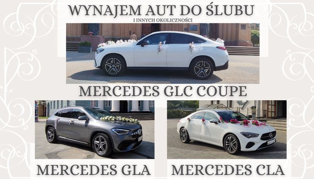 Auto do ślubu Mercedes GLC Coupe CLA GLA Radom Kielce Grójec Warszawa