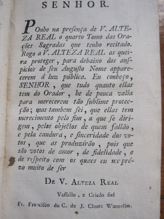 Livro religioso antigo de Orações Sagradas 1794