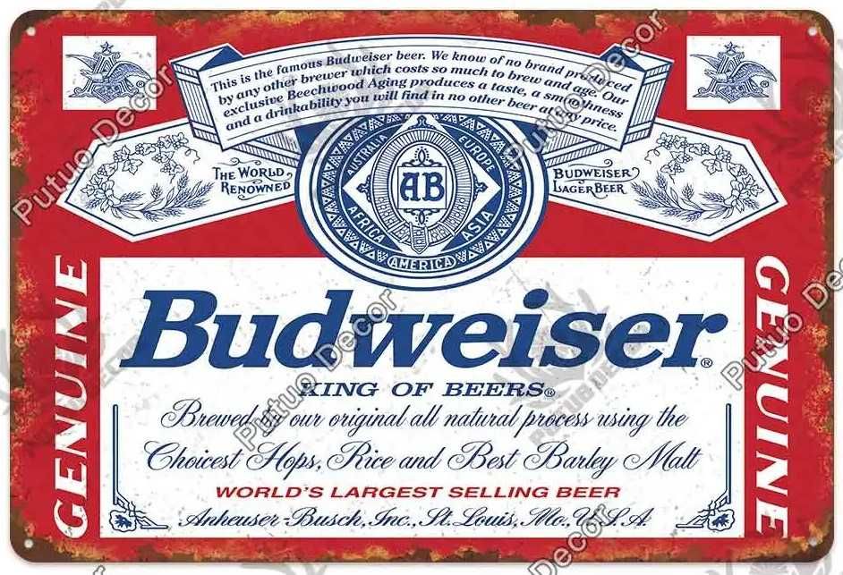 Placa decorativa retro, Cerveja Budweiser, nova, 30 x 20 cm