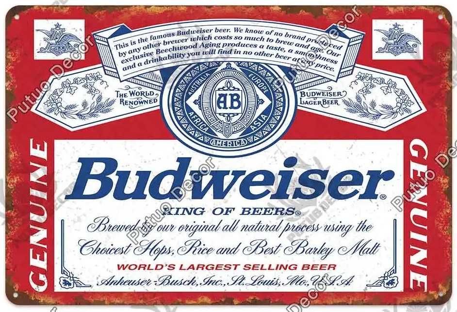 Placa decorativa retro, Cerveja Budweiser, nova, 30 x 20 cm