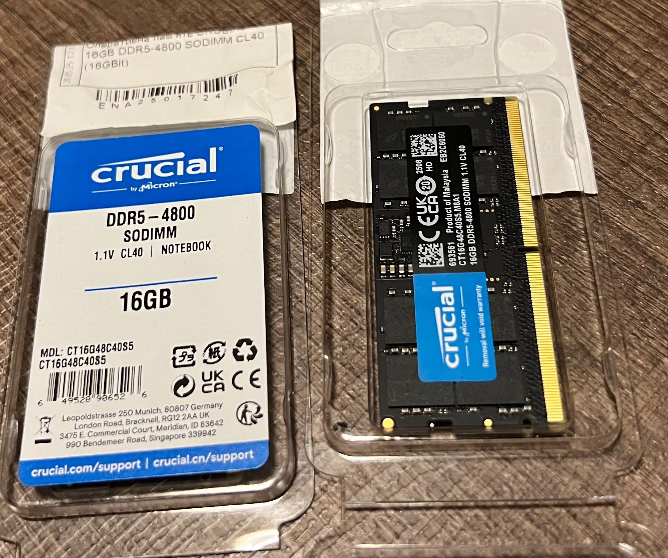 Crucial 16 GB оперативна пам’ять для ноутбуків SO-DIMM DDR5 4800 MHz