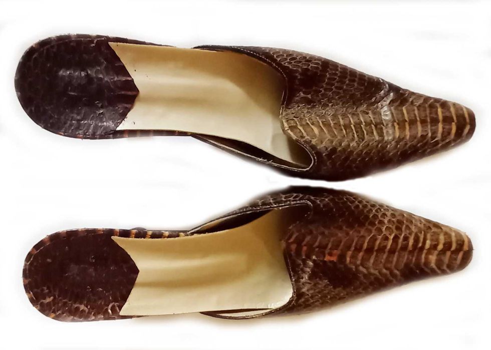 Женские туфли 37 размер Сабо кожаные Натуральная змеиная кожа Каблук