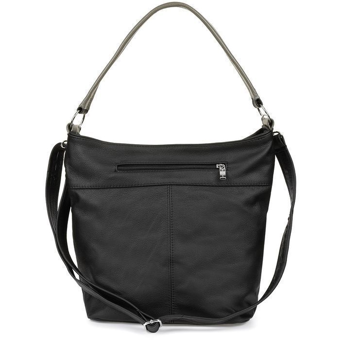 Czarno szara Torebka Skórzana listonoszka damska duża klasyczna H08