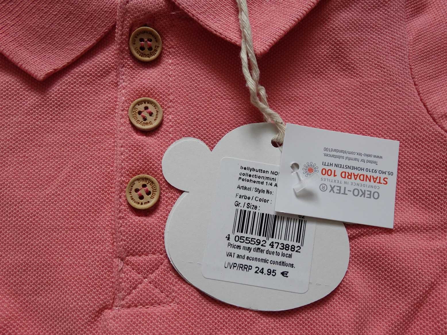 Nowa różowa koszulka polo Bellybutton r. 62cm bio dla dziewczynki