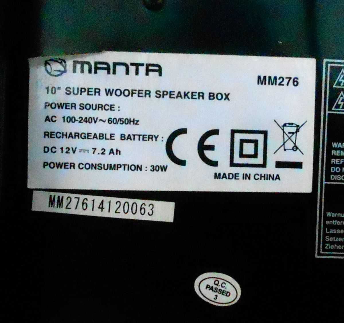 MANTA  MM 276 Karaoke Bluetooth Speaker Box MM 276