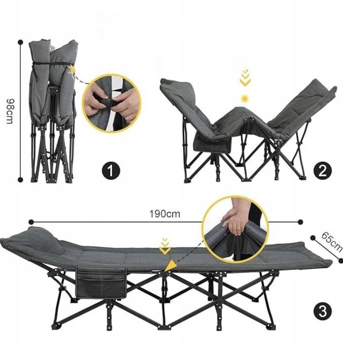 Atorpok składane łóżko kempingowe 200kg do domu ogrodu plaży