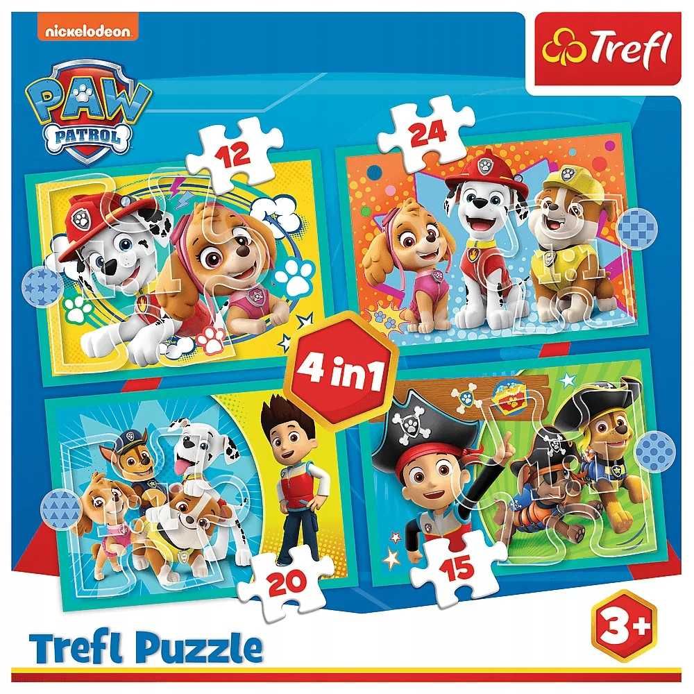 Trefl 34346 Puzzle 4w1 Psi Patrol Wesoła ekipa 4 układanki 3+