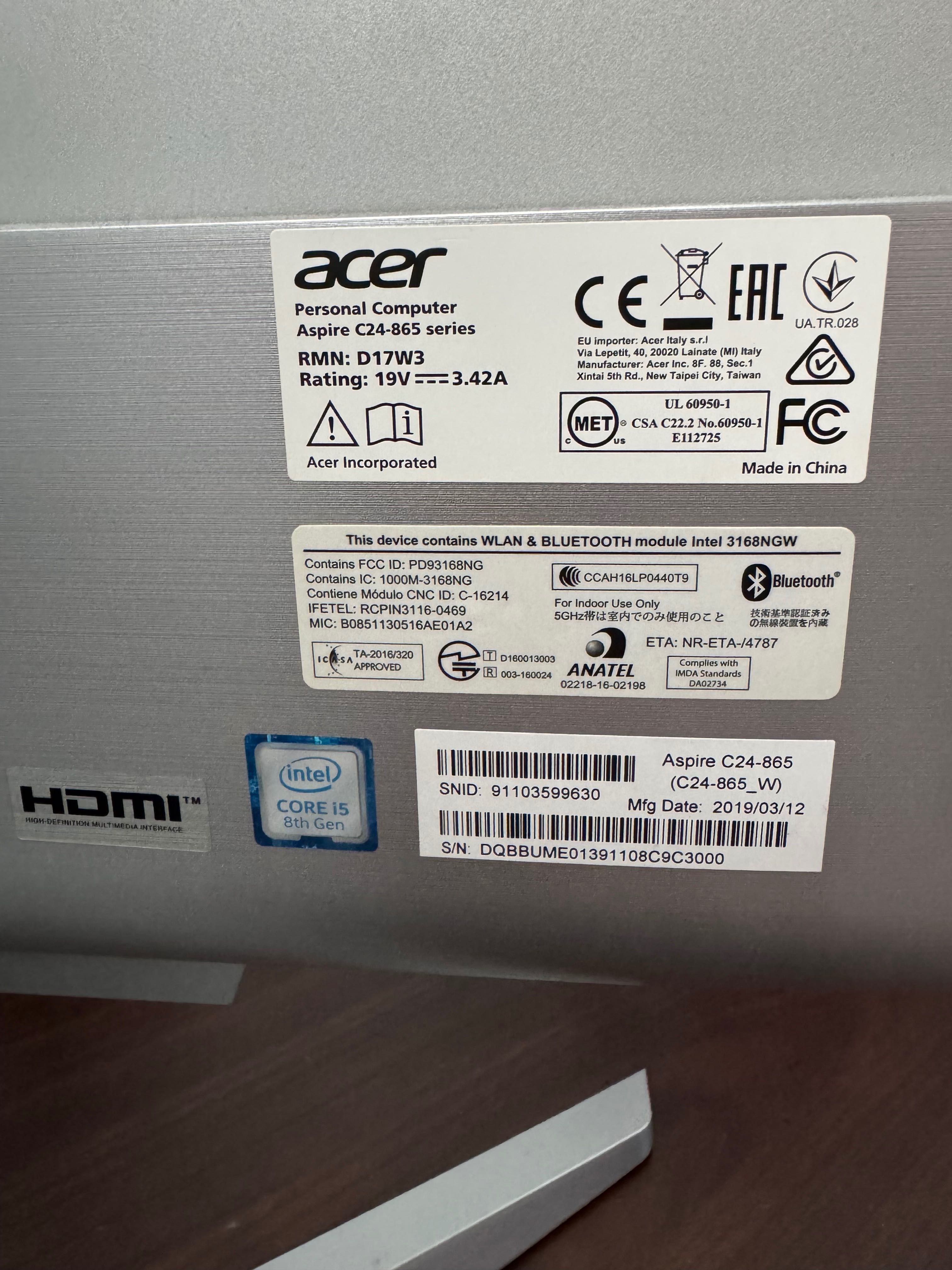 Komputer Acer aspire C24-865