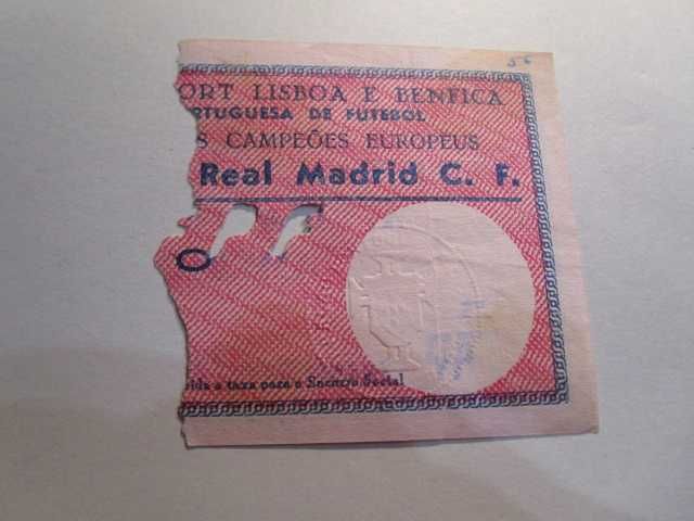 bilhetes benfica competições europeais anos 60 -70