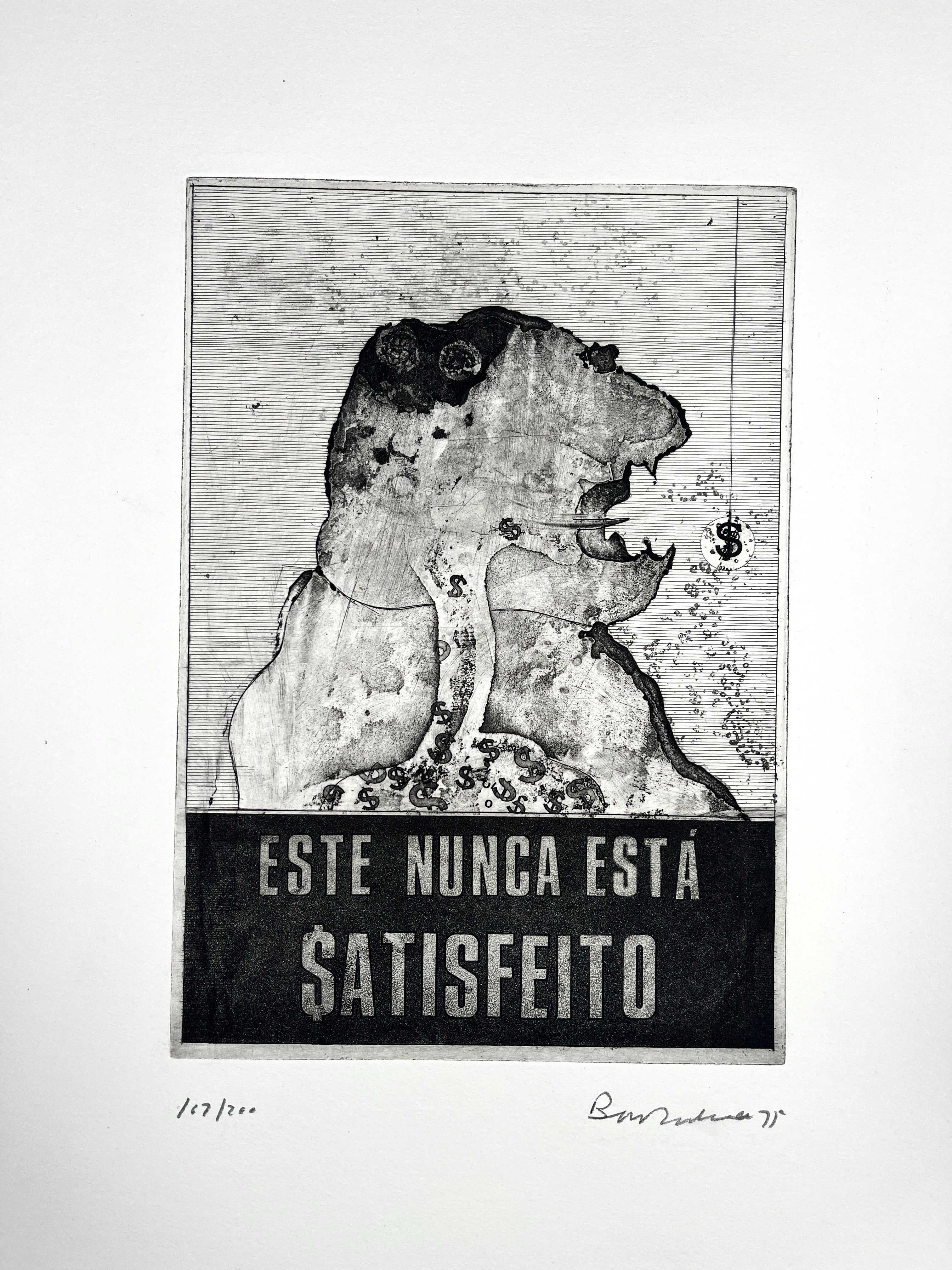 Gravura Bartolomeu Cid Dos Santos Este nunca está satisfeito 1975