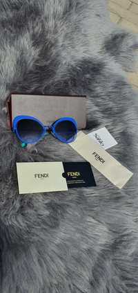 Nowe okulary Fendi oryginalne niebieskie modne przeciwsłoneczne