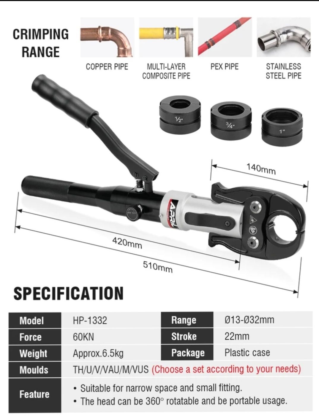 Alicate prensa cobre multi camadas pex multi capa