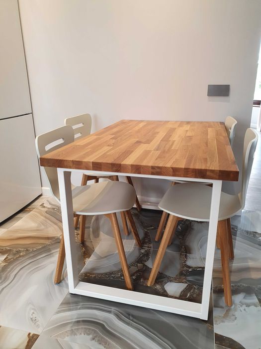 Stół drewniany dębowy 120x80x3 loft metalowe nogi salon