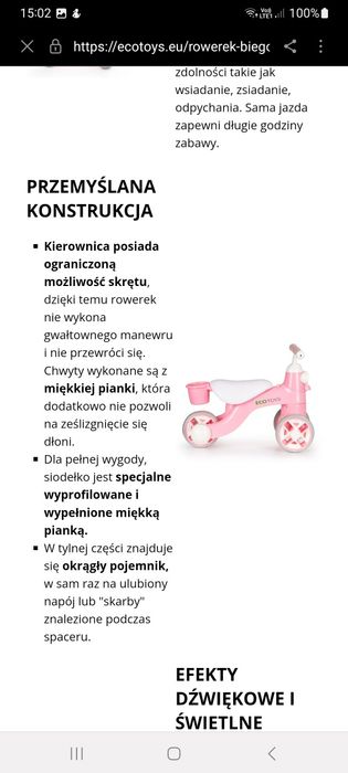 Jeździk, rowerek biegowy Eco Toys