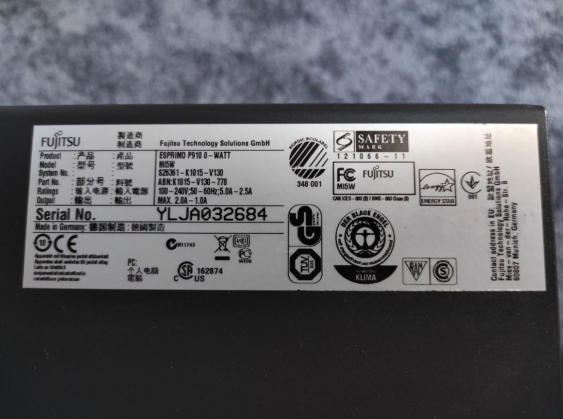 Komputer Fujitsu ESPRIMO P910 0-WATT