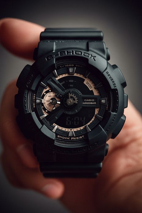 Oryginalny Casio zegarek męski GA-110 czarny złota koperta