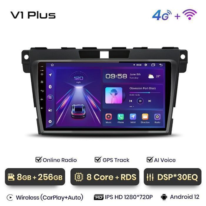 Radio nawigacja Mazda CX-7 Plus 8GB 256GB - 2008 - 2015 Android