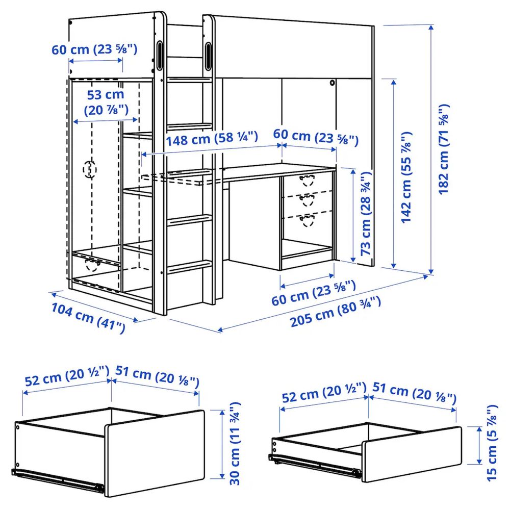 Łózko pietrowe Ikea ,szafa, regał, biurko