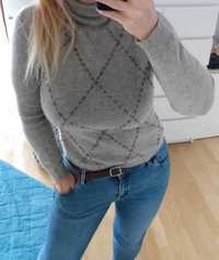 Szary sweterek 100% welna jagnięca Rosanne M