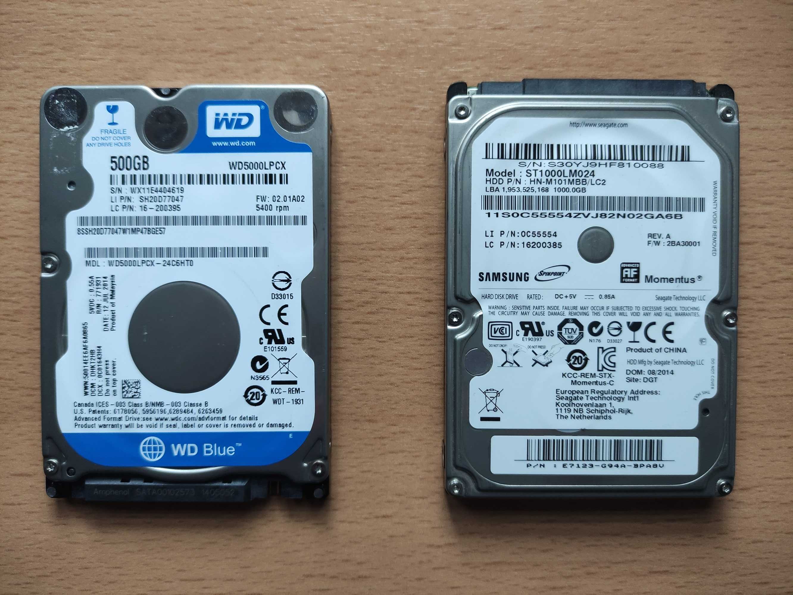 Dysk twardy WD 500GB i SAMSUNG 1TB SATA 2,5"