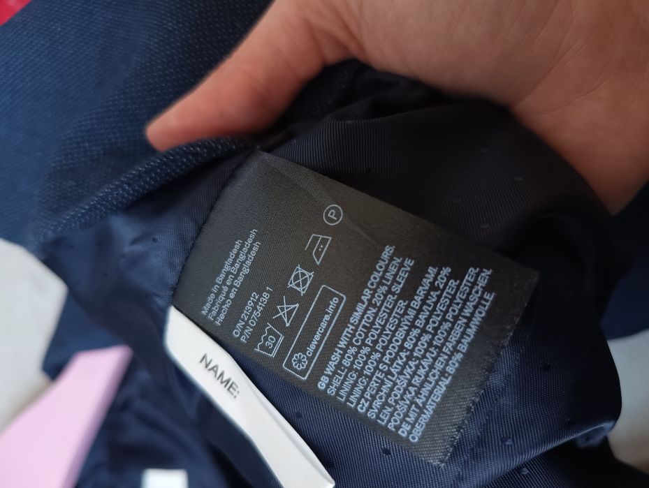 Marynarka granatowa 140 h&m bawełna i len