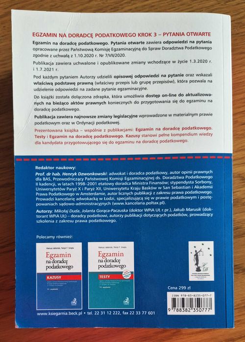 Egzamin na doradcę podatkowego - Pytania otwarte: Wydanie VII