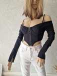 No202 AsYou elastyczny crop top 34 XS gorsetowy