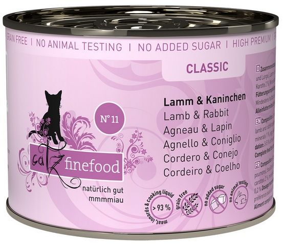 Karma dla kota bez zbóż i GMO - Catz Finefood JAGNIĘCINA i KRÓLIK 200g