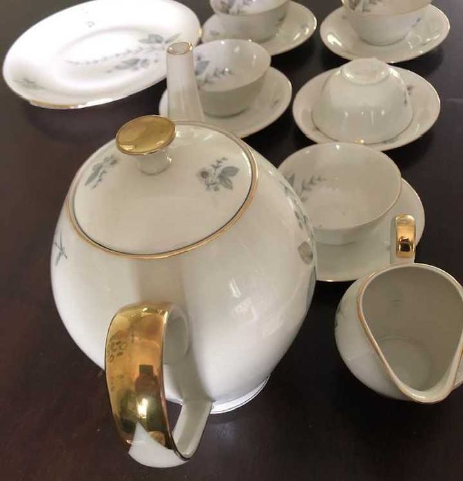 Garnitur do kawy, herbaty Bavaria Elfenbein delikatna stara porcelana