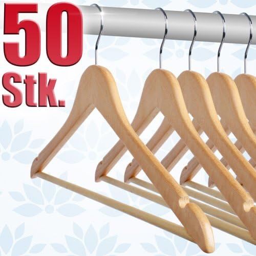 Zestaw 50 sztuk drewnianych wieszaków