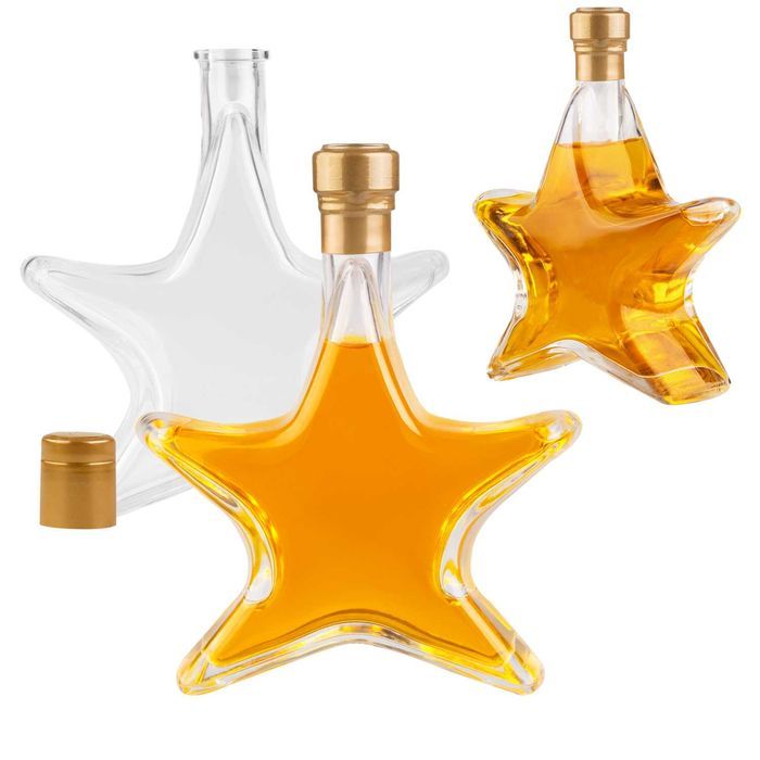 Butelka GWIAZDKA 200 ml butelka świąteczna na likier prezent z korkiem