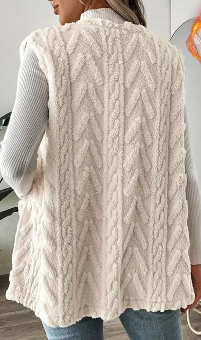 Kamizelka, kurtka damska ciemny  beż futerko Teddy rozmiar 44