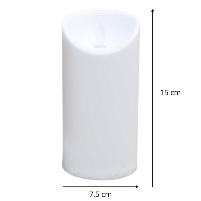 ŚWIECA LED Ruchomy Płomień Znicz 15cm BIAŁA Na Grób Realistyczna