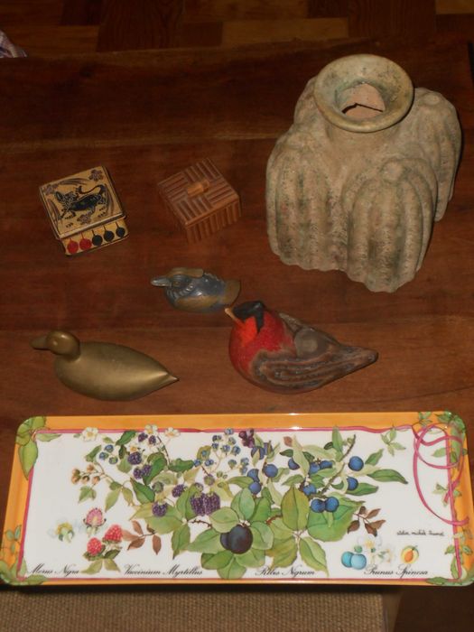 Artigos antigos decoraçao patos ave jarra tabuleiro caixas
